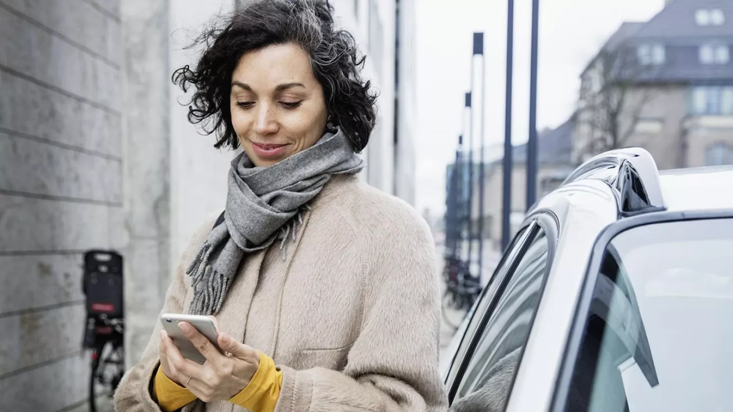 Woman looking at a smartphone